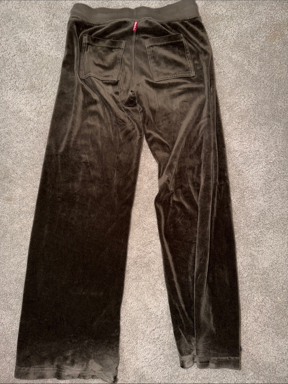 HardTail Wide Leg Back Pocket Velour Pant Womens- Olive / M